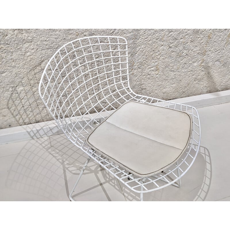 Chaise vintage en acier blanc de Harry Bertoia pour Knoll, 1970