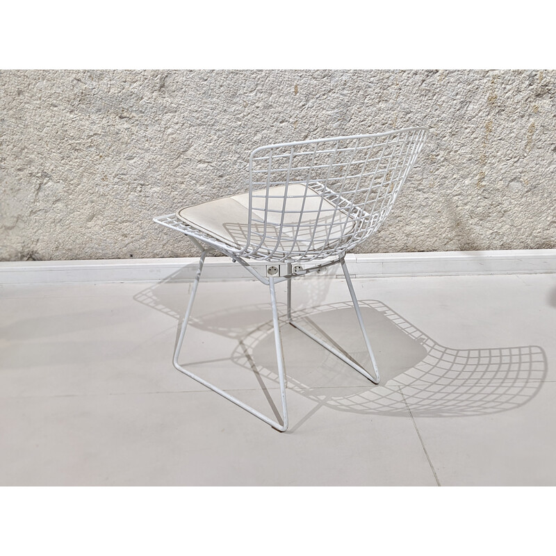 Cadeira de aço branco Vintage de Harry Bertoia para Knoll, 1970