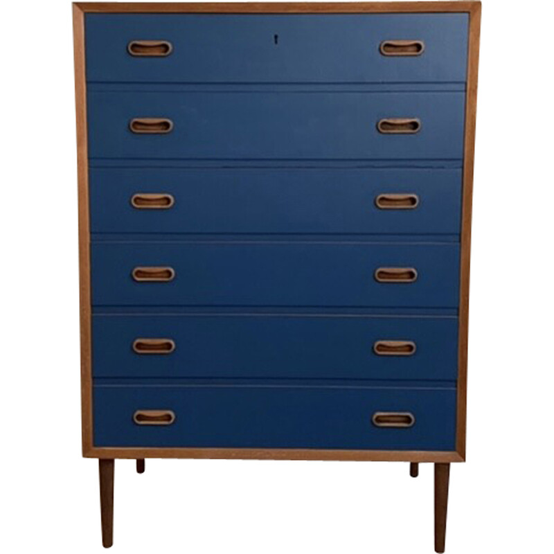 Vintage Danish "tallboy" chest of drawers in midnight blue teak, 1960