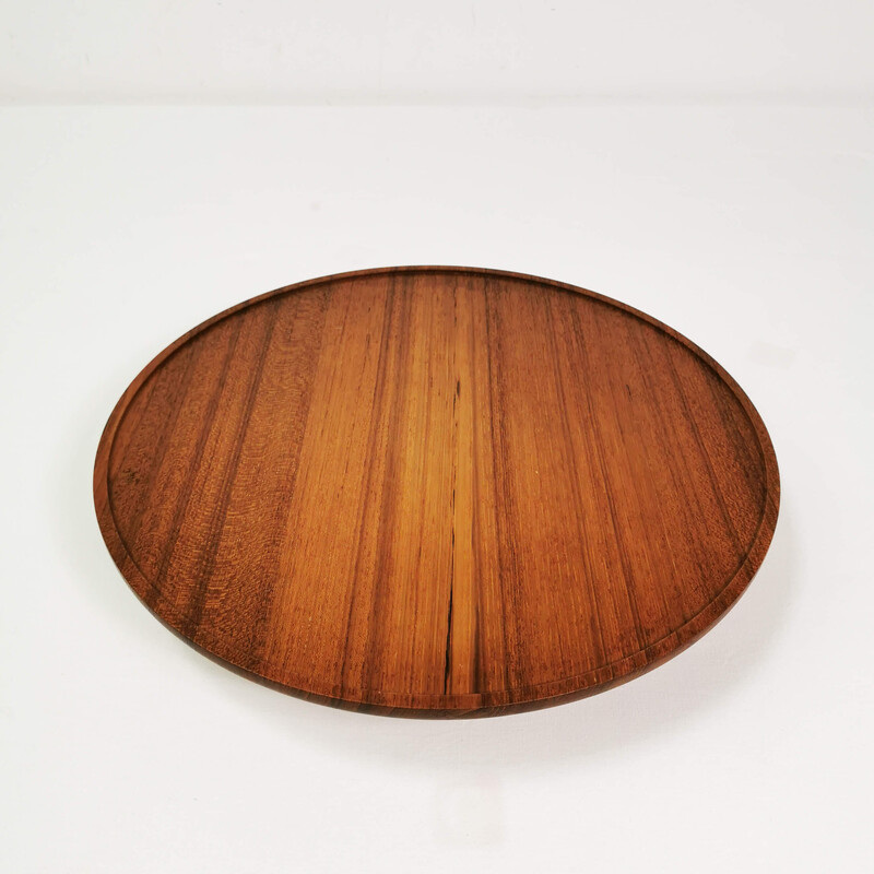 Vintage revolving teak plate, Denmark 1970s