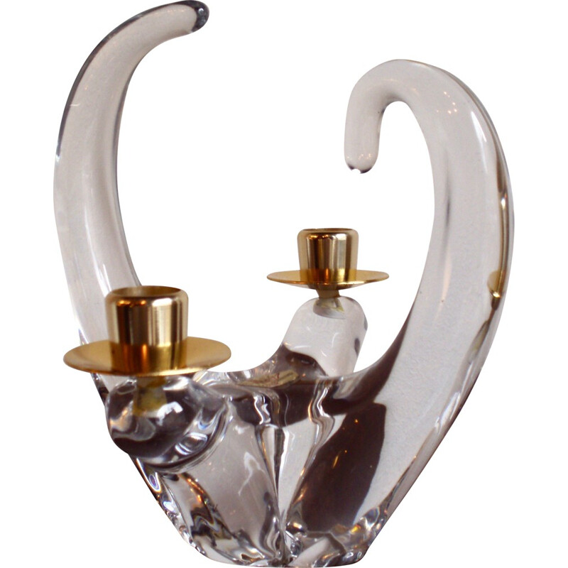 Scheider cristal and brass candle holder - 1960s