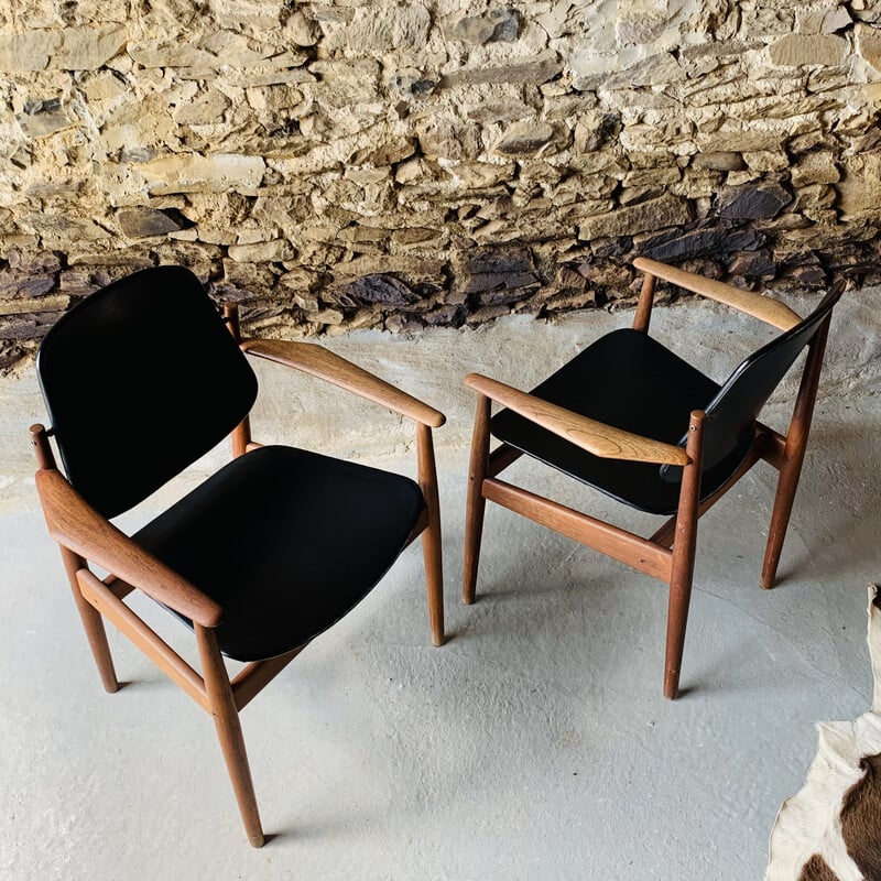 Paire de fauteuils vintage fd-184 par Arne Vodder, 1960