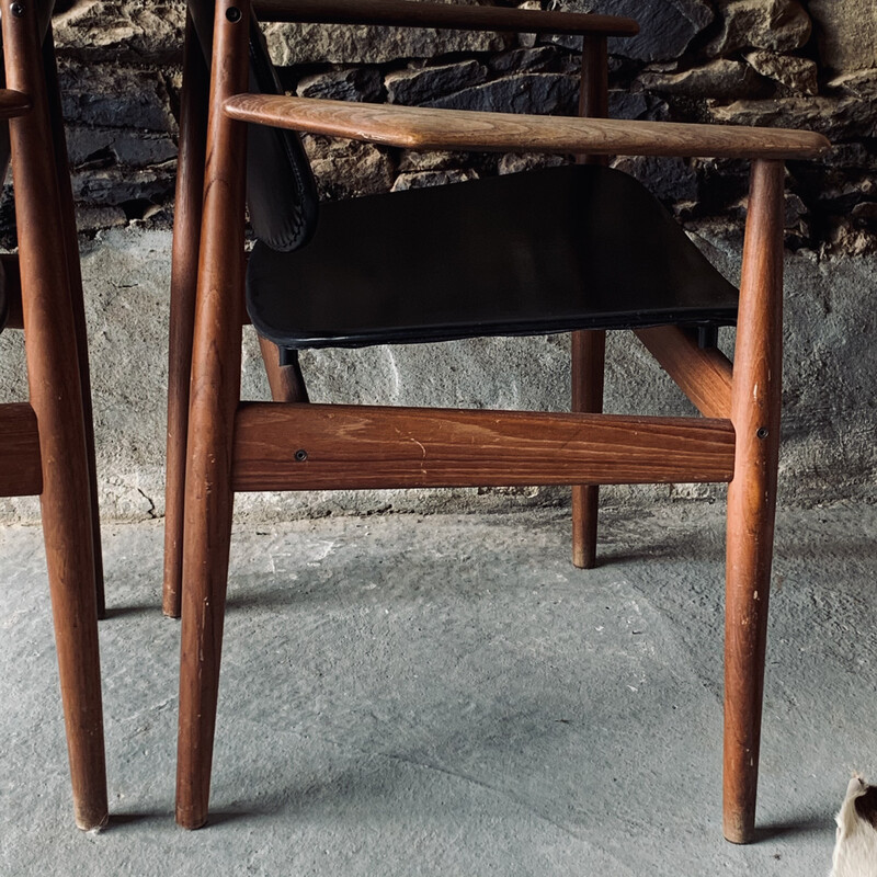 Paar vintage fauteuils fd-184 van Arne Vodder, 1960