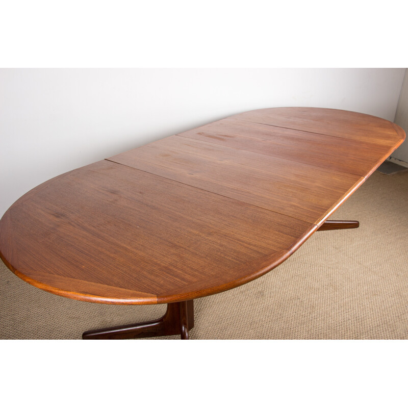 Table ovale Scandinave vintage extensible avec pied central, 1960