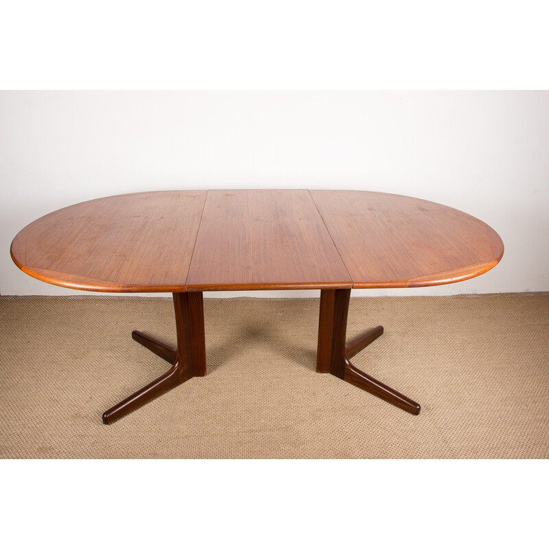 Table ovale Scandinave vintage extensible avec pied central, 1960