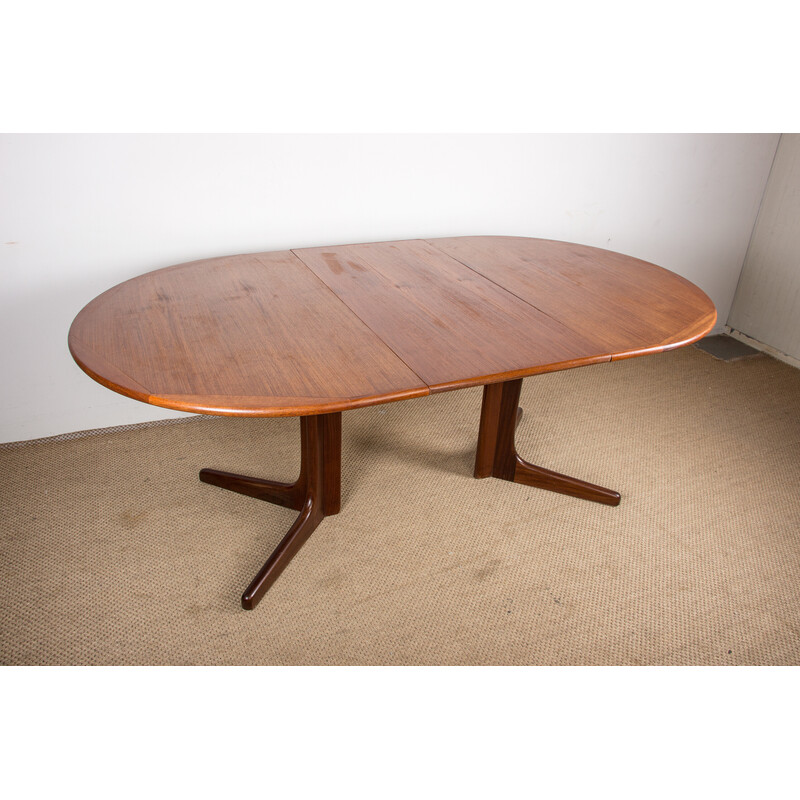 Vintage Scandinavian extendable oval table with central leg, 1960s