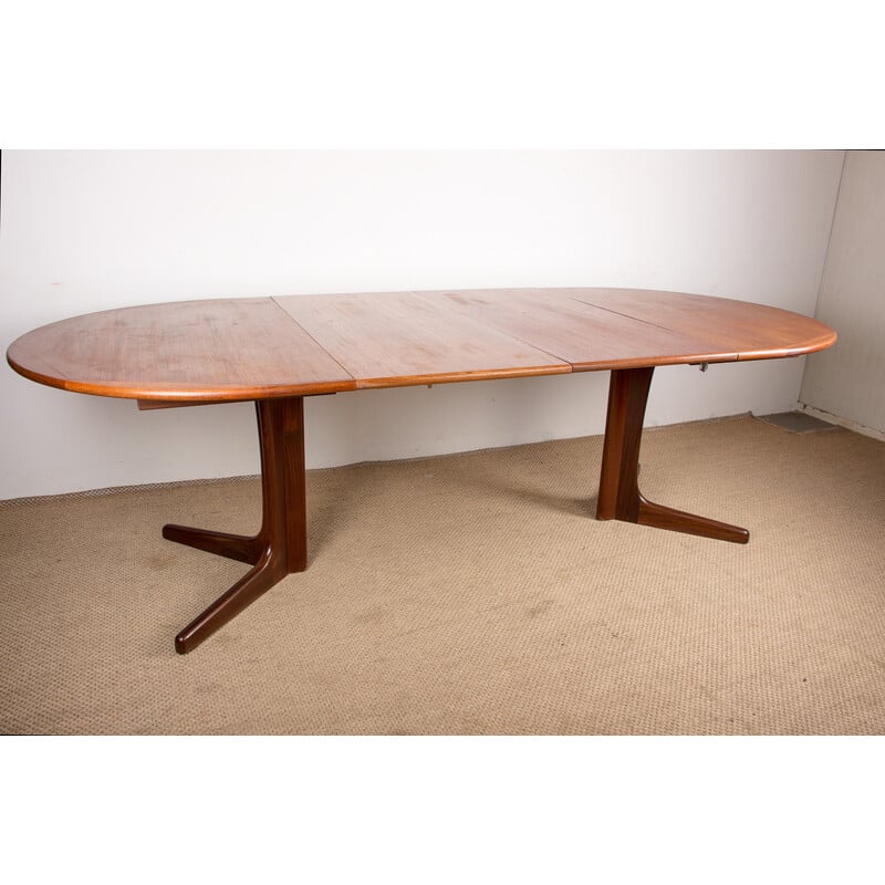 Table ovale Scandinave vintage extensible avec pied central, 1960