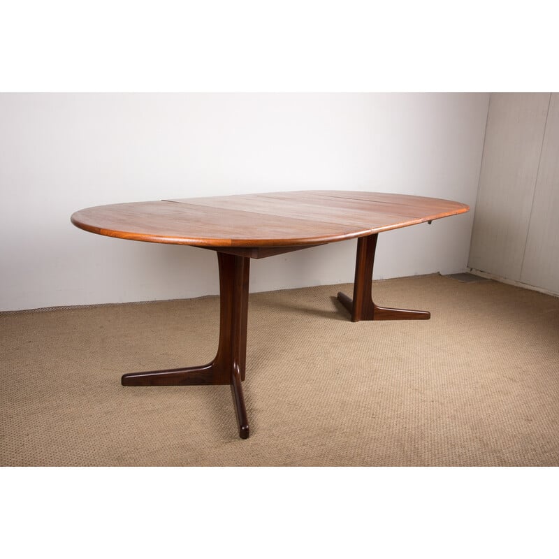 Table ovale Scandinave vintage extensible avec pied central, 1960