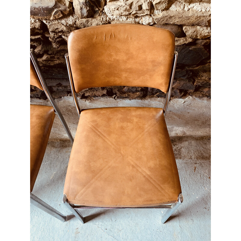 Set di 6 sedie in similpelle marrone
