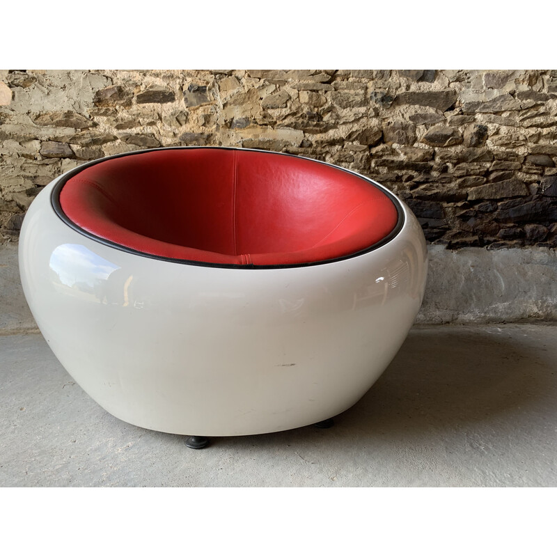 Vintage Eye Pod Ball Sessel aus rotem Kunstleder, 1960