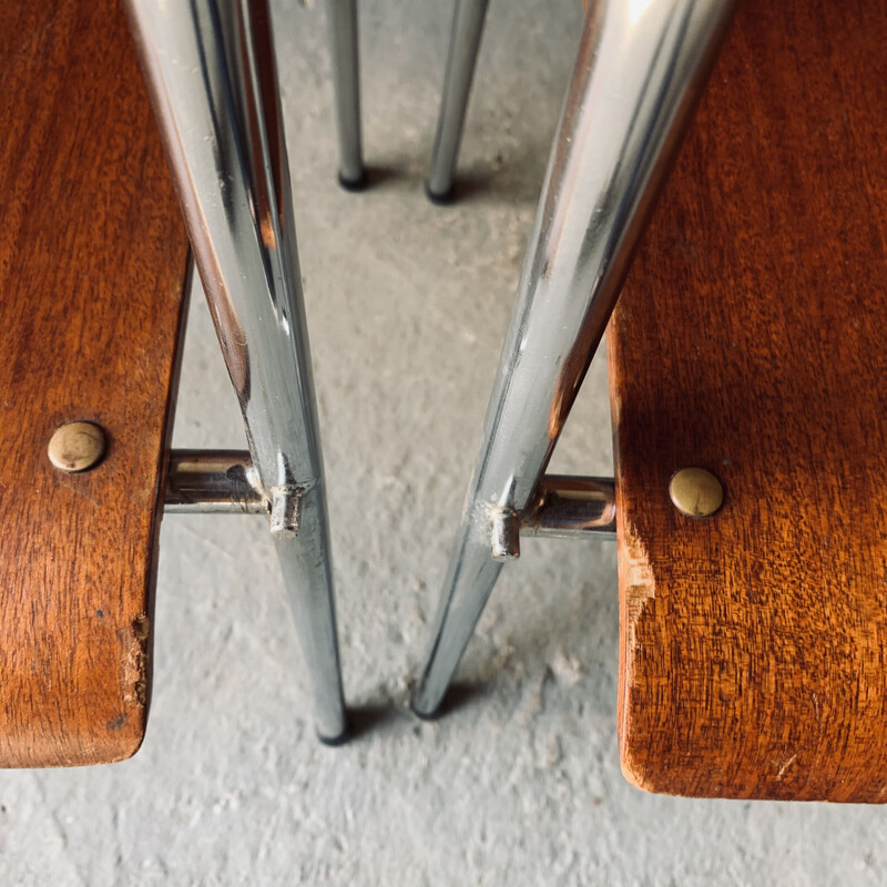 Conjunto de 6 sillones vintage de madera y metal, 1960