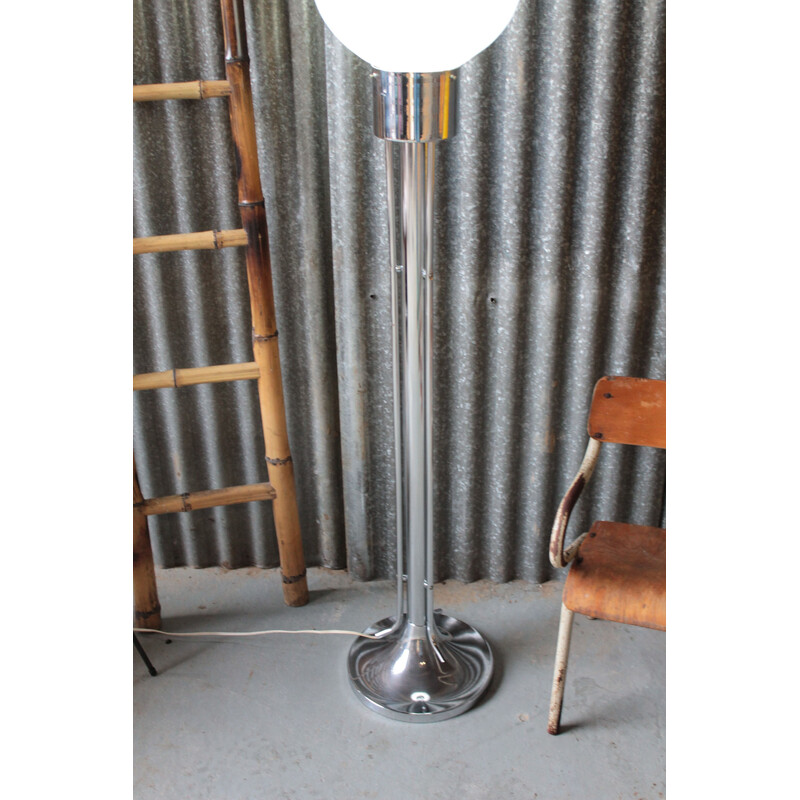 Vintage chrome plated floor lamp in Murano glass for Mazzega, 1970