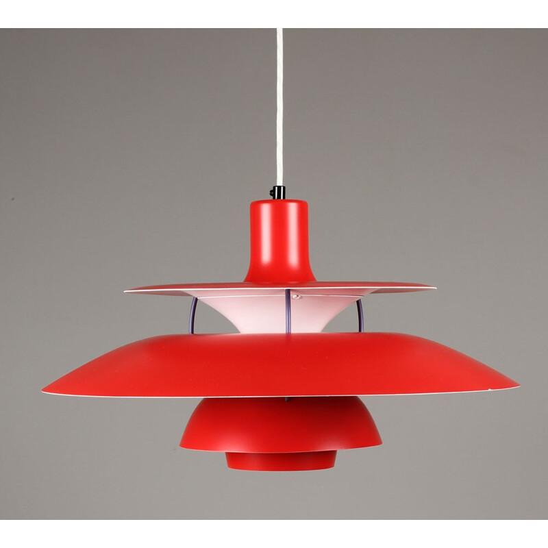 Red hanging lamp "PH5", Poul HENNINGSEN - 1950s