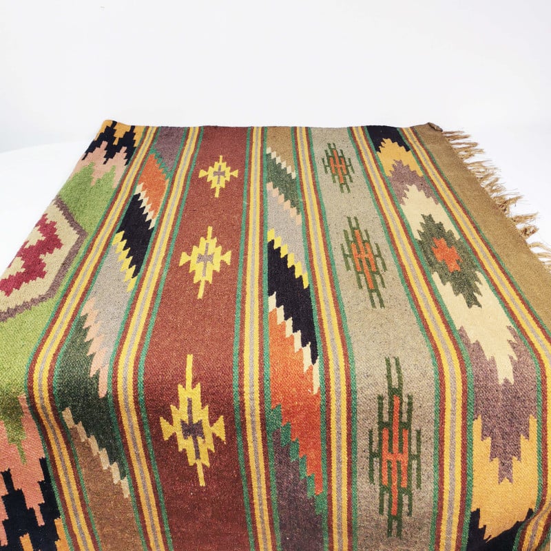 Art deco vintage wool kilim rug, Czechoslovakia 1930s