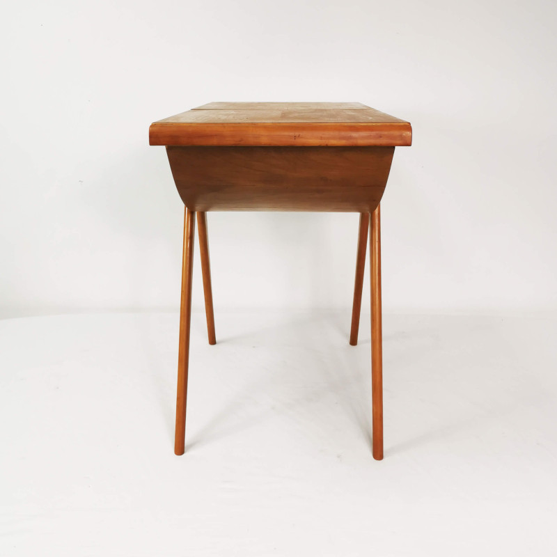 Mesa lateral dobrável em madeira de faia Vintage, Alemanha Anos 60
