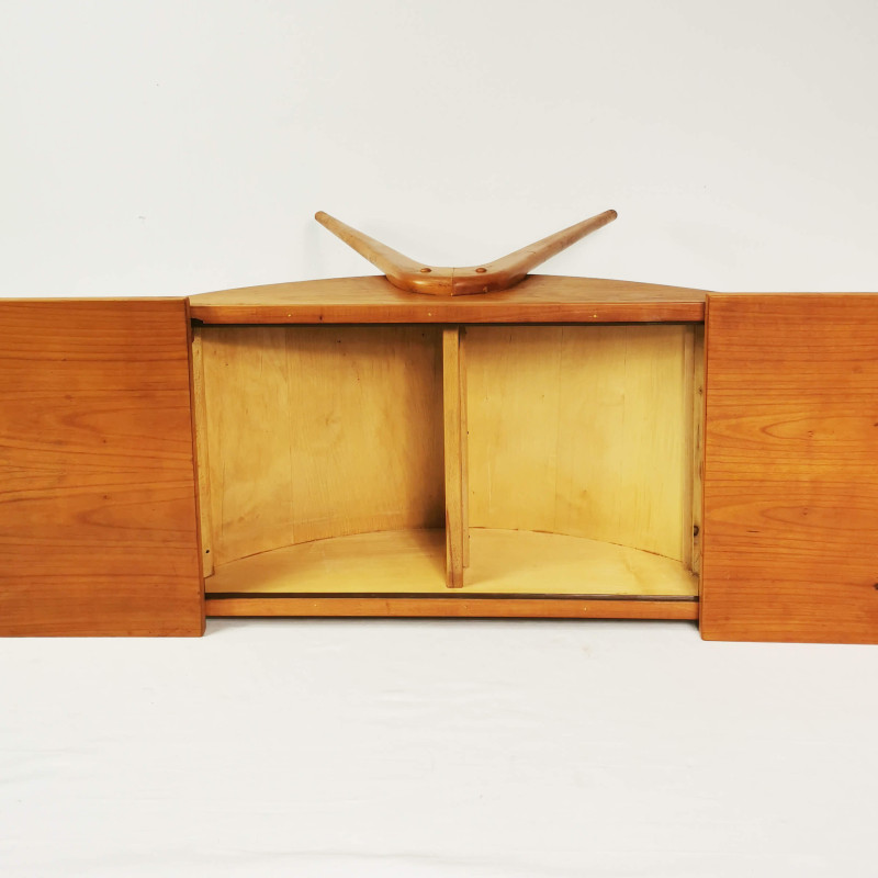 Mesa auxiliar plegable de madera de haya vintage, Alemania años 60