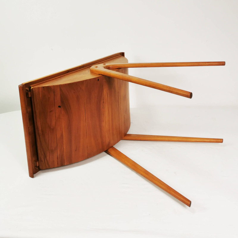 Vintage beech wood folding side table, Germany 1960s