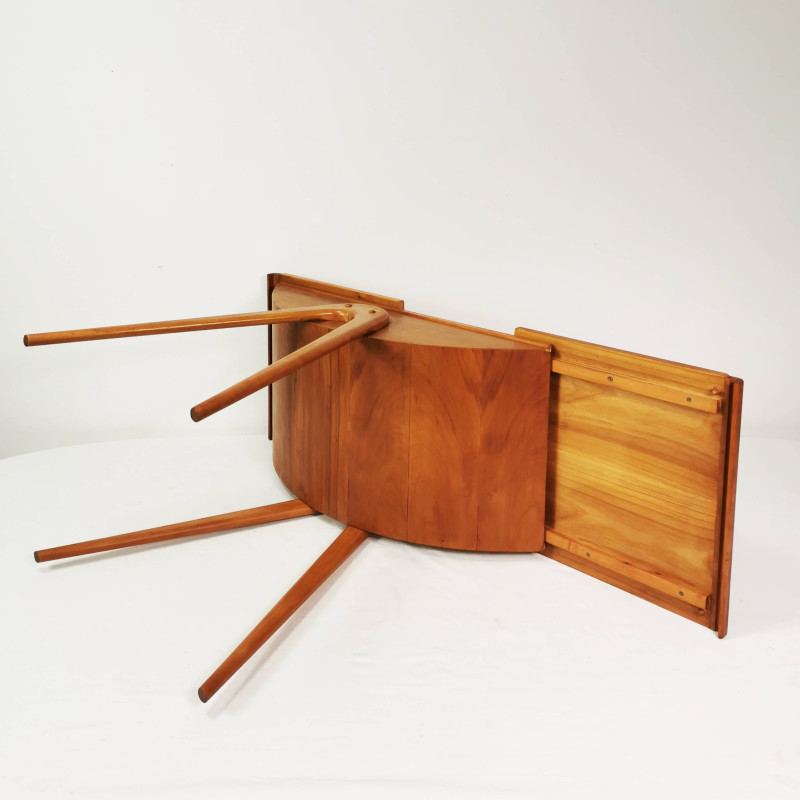 Table d'appoint pliante vintage en bois de hêtre, Allemagne 1960