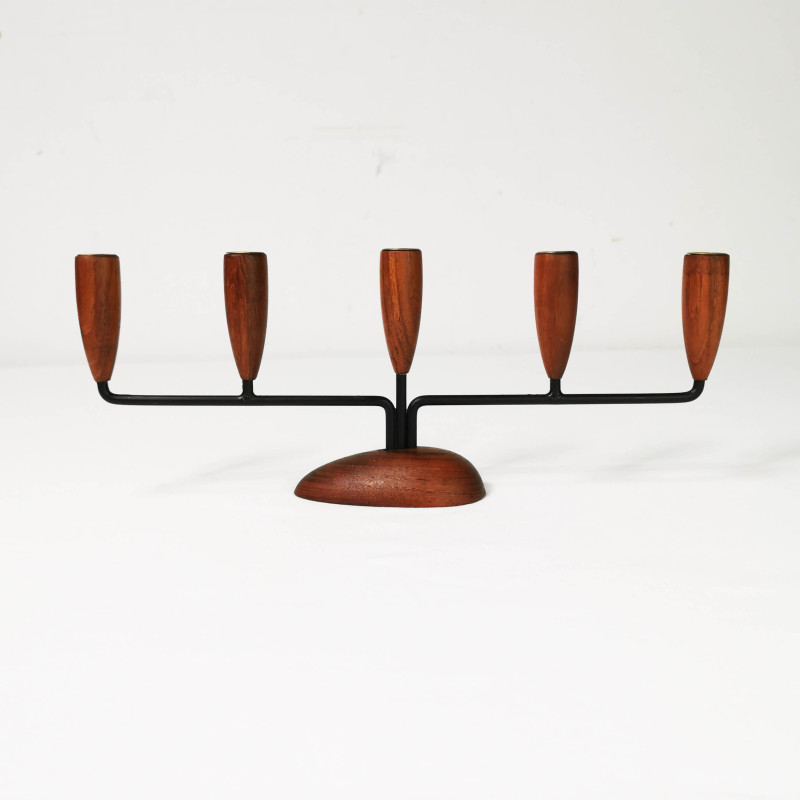 Vintage teak candlestick, Denmark 1960s