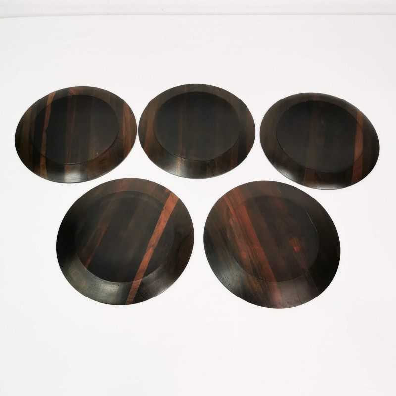 Vintage rosewood plates by Morsbak, Denmark 1960s