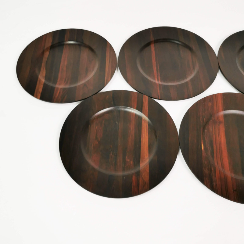 Vintage rosewood plates by Morsbak, Denmark 1960s