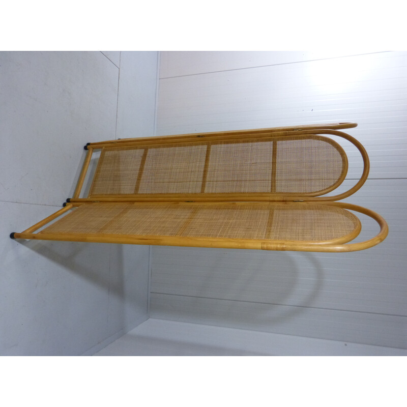 Vintage rotan en rieten kamerscherm, jaren 80