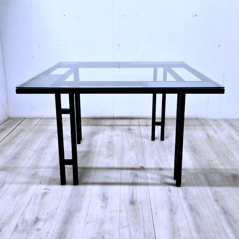Vintage glass dining table by Pastoe, Netherlands 1980s