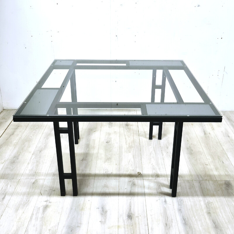 Vintage glass dining table by Pastoe, Netherlands 1980s