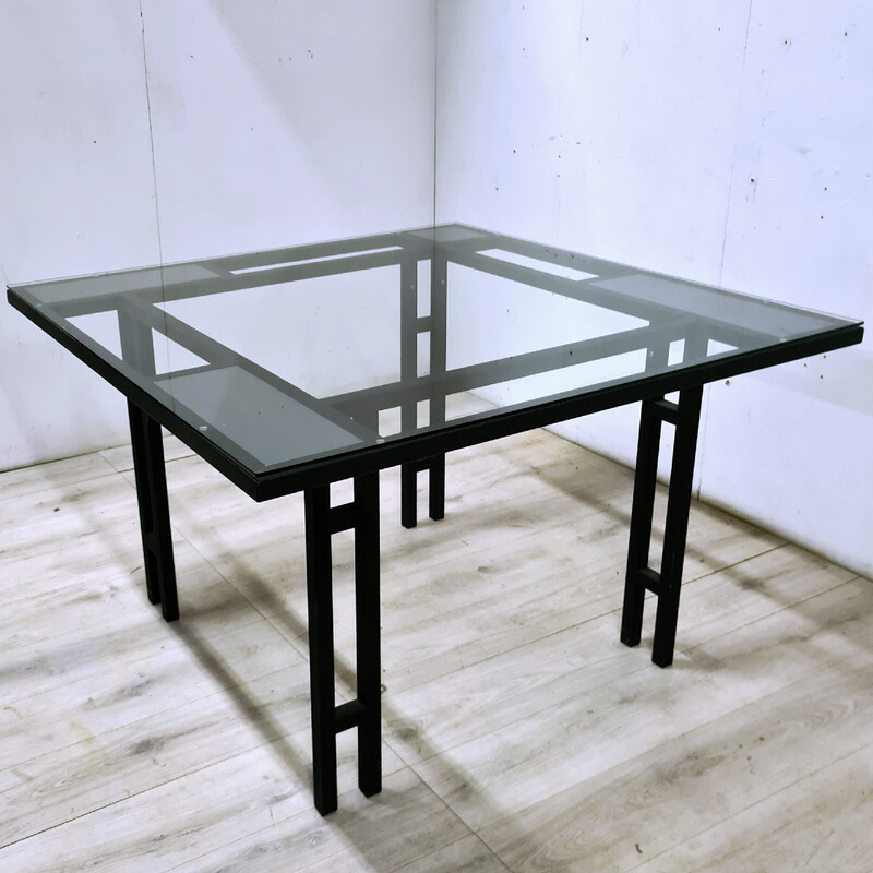 Vintage glass dining table by Pastoe, Netherlands 1980s