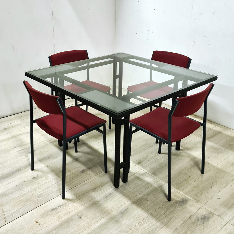 Vintage glass dining table by Pastoe, Netherlands 1980s