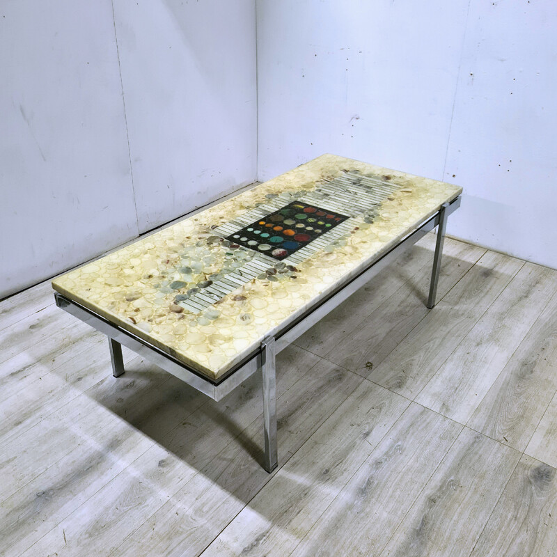 Vintage marble and epoxy resin coffee table by Vierhaus, Germany 1970s