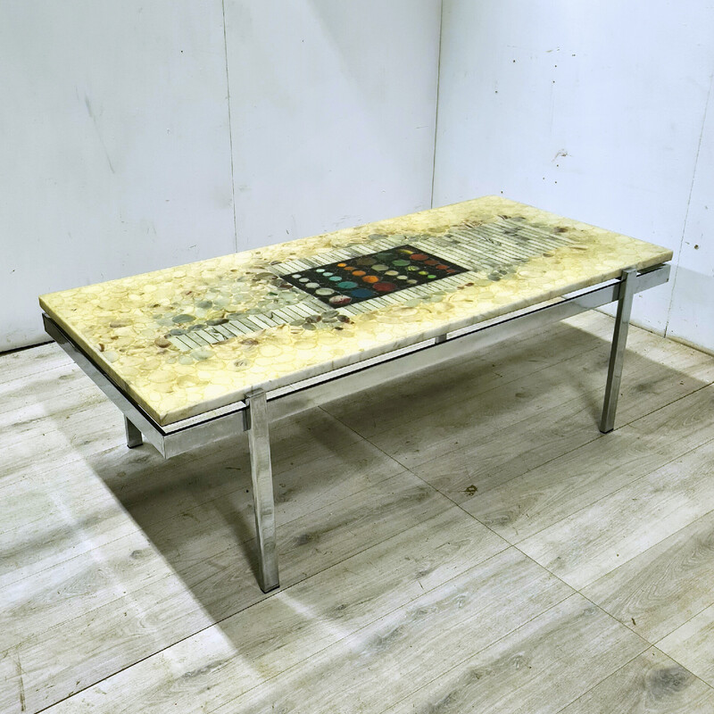 Vintage marble and epoxy resin coffee table by Vierhaus, Germany 1970s