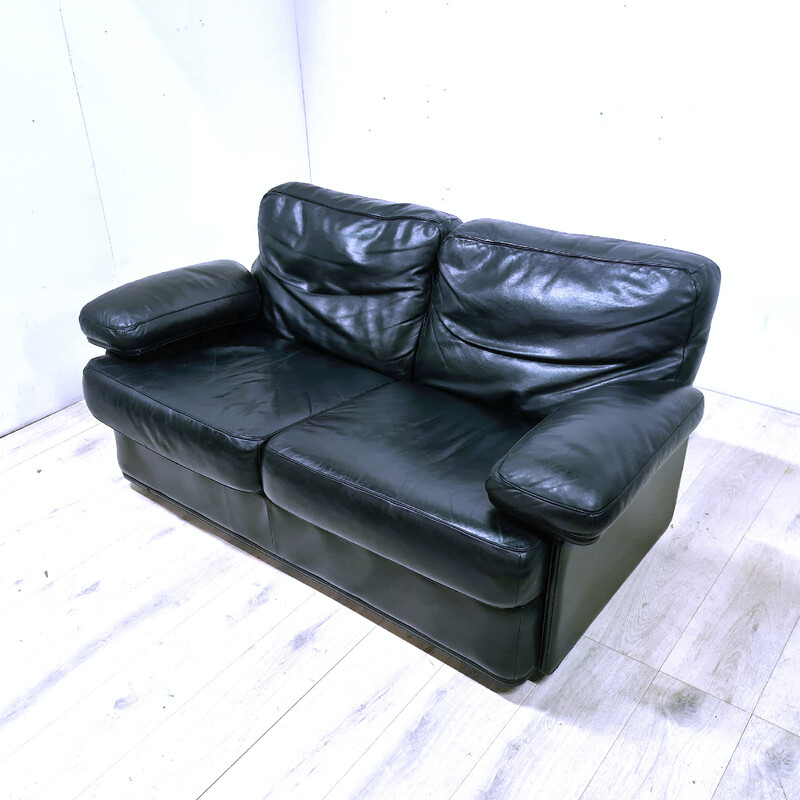 Vintage 2 seater leather sofa by Tito Agnoli for Poltrona Frau, Italy 1980s