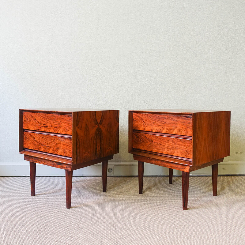 Pair of vintage Danish exotic wood night stands, 1960s