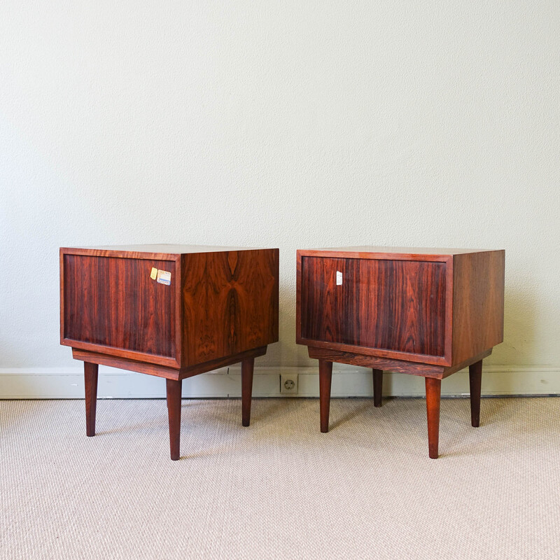 Paire de tables de chevet danoises vintage en bois exotique, 1960