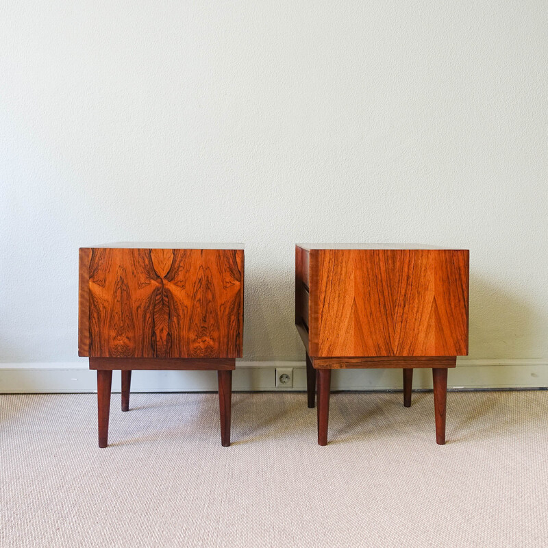 Paire de tables de chevet danoises vintage en bois exotique, 1960