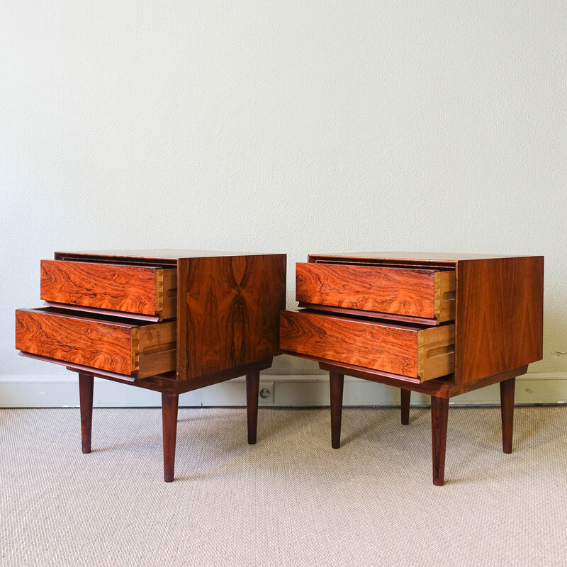 Pair of vintage Danish exotic wood night stands, 1960s