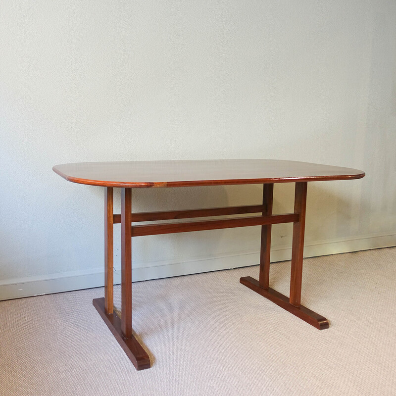 Vintage Portuguese exotic wood dining table, 1960s