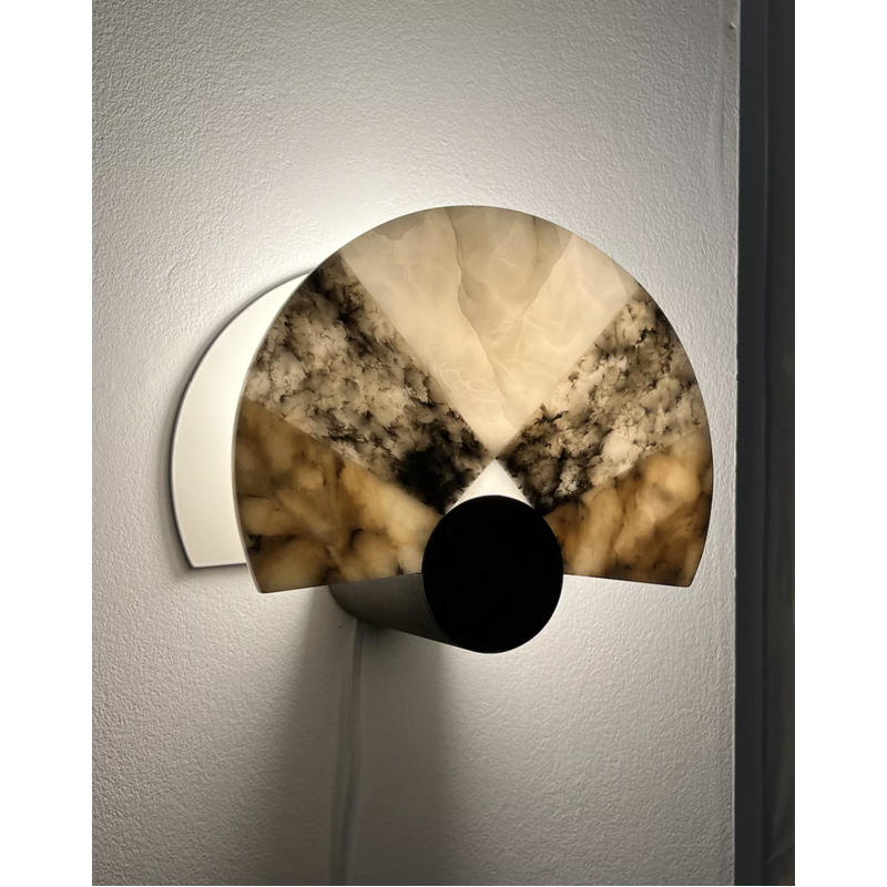 Vintage rainbow wall lamp in alabaster and marble, 1980