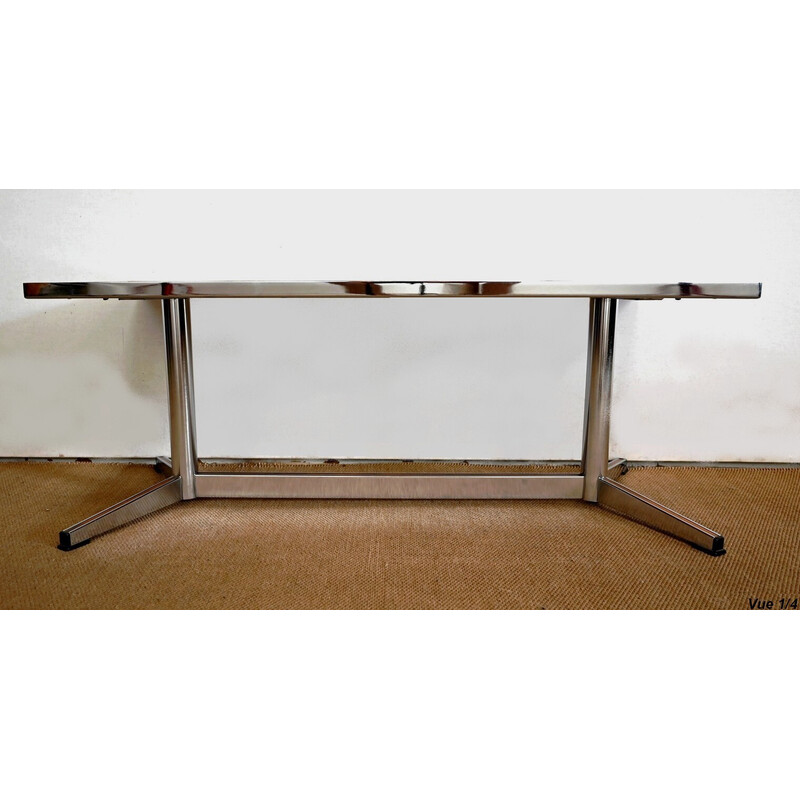 Vintage rectangular chrome and enamel coffee table, 1970