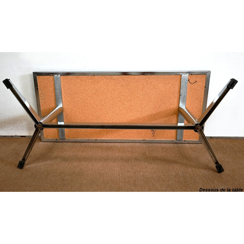 Vintage rectangular chrome and enamel coffee table, 1970
