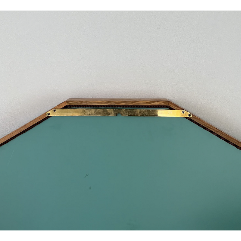 Vintage veelhoekige grenen spiegel, 1970