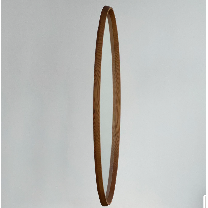 Vintage-Spiegel in ovaler Form aus Teakholz, 1970