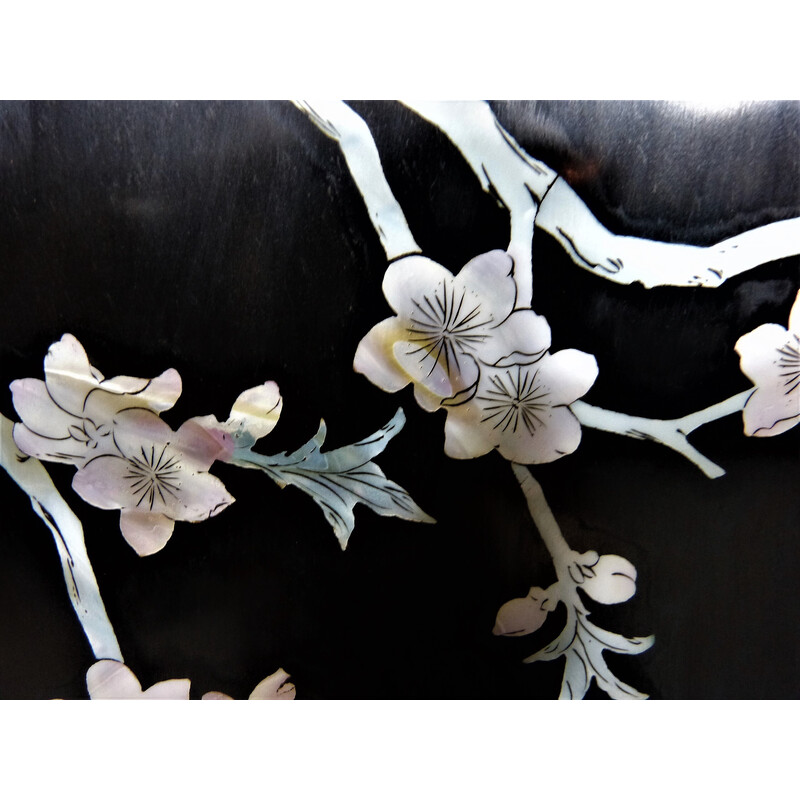 Vintage Asian lacquerware folding screen by Yangzhou, 1960s