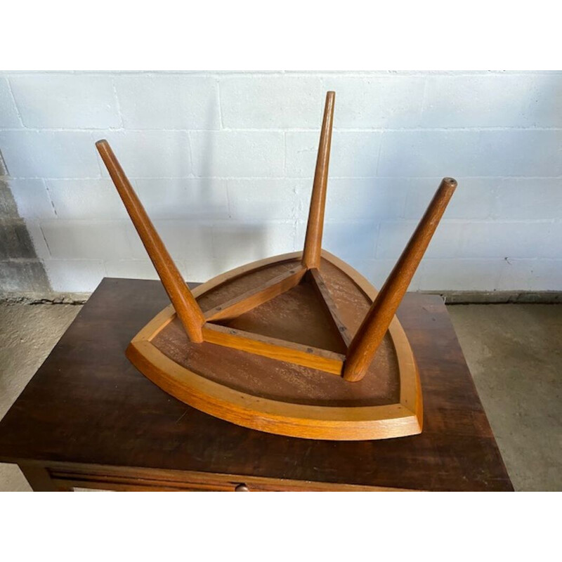 Vintage tripod coffee table in oakwood and oakwood veneer, 1950