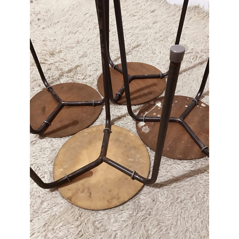 Mid-century set of four three-legged stools - 1960s