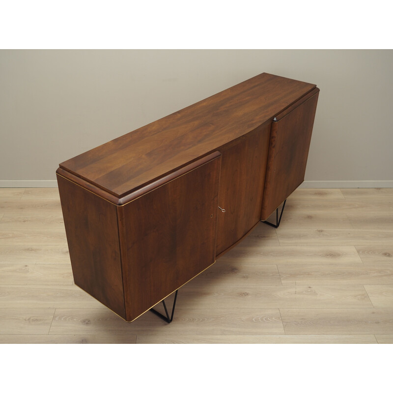 Credenza danese vintage in noce e metallo, Danimarca 1960