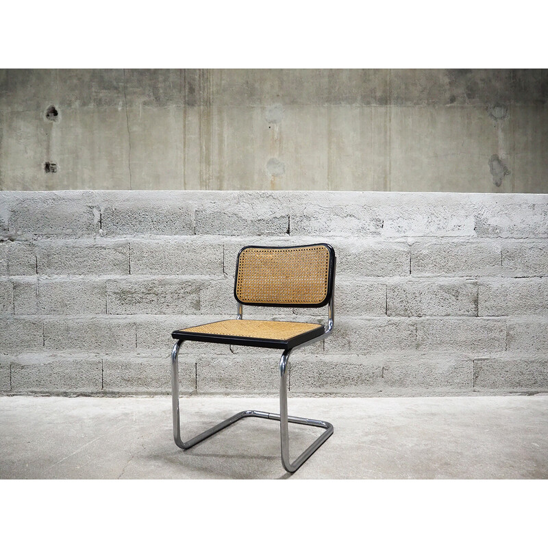 Cesca b32 vintage chair in steel and beechwood by Marcel Breuer, Italy 1970s