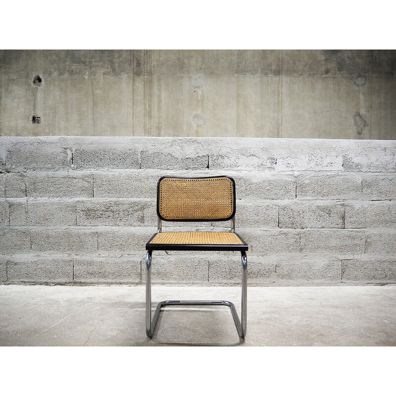 Cesca vintage b32 steel and beech chair by Marcel Breuer, Itália 1970