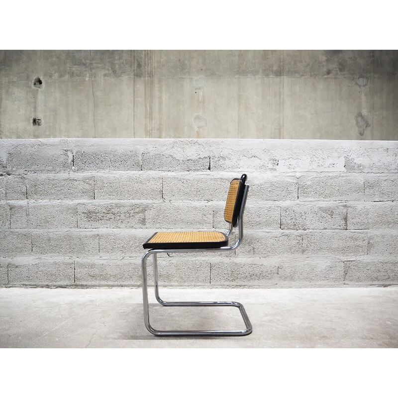 Cesca b32 vintage chair in steel and beechwood by Marcel Breuer, Italy 1970s